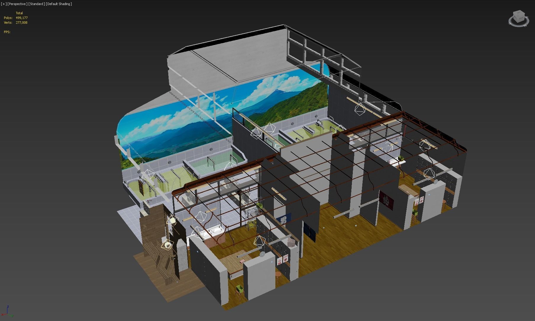 Japanese Bathhouse Environment Low-poly 3D model_10