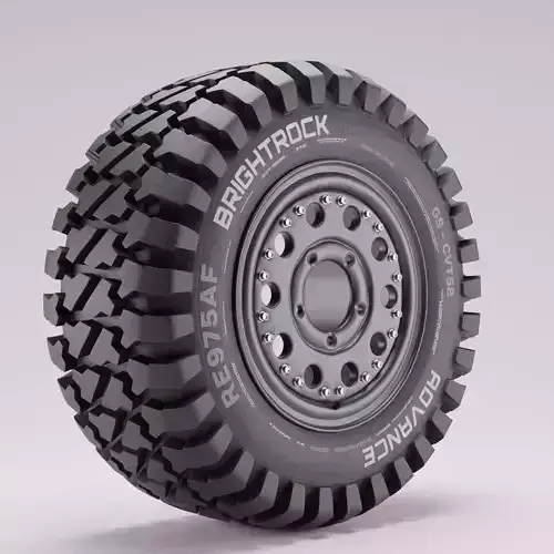 Offroad Truck Tire and Rim Low-poly 3D model version 2