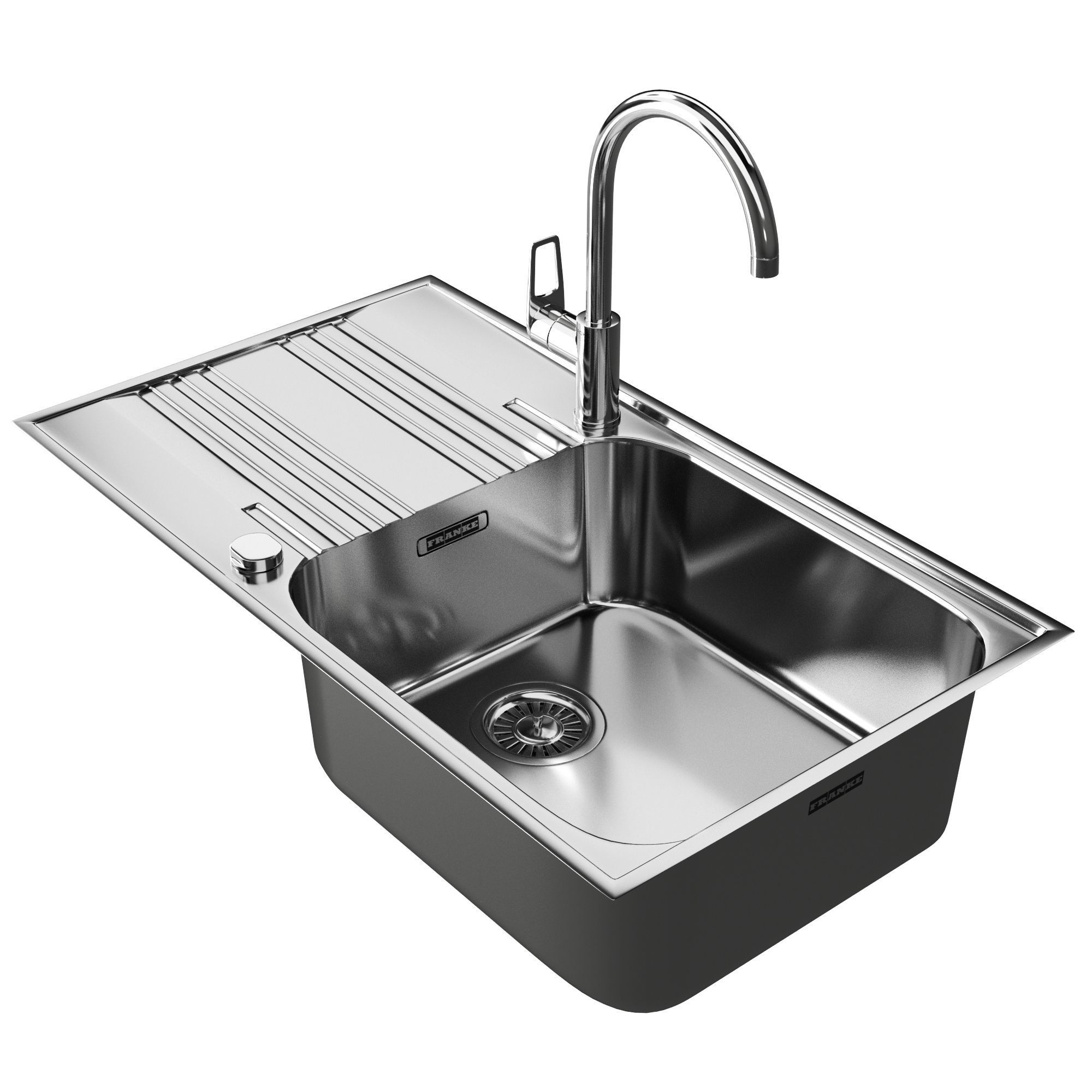 Kitchen sink FRANKE 611-86 and Single lever mixer Grohe BauLoop 3D model_1