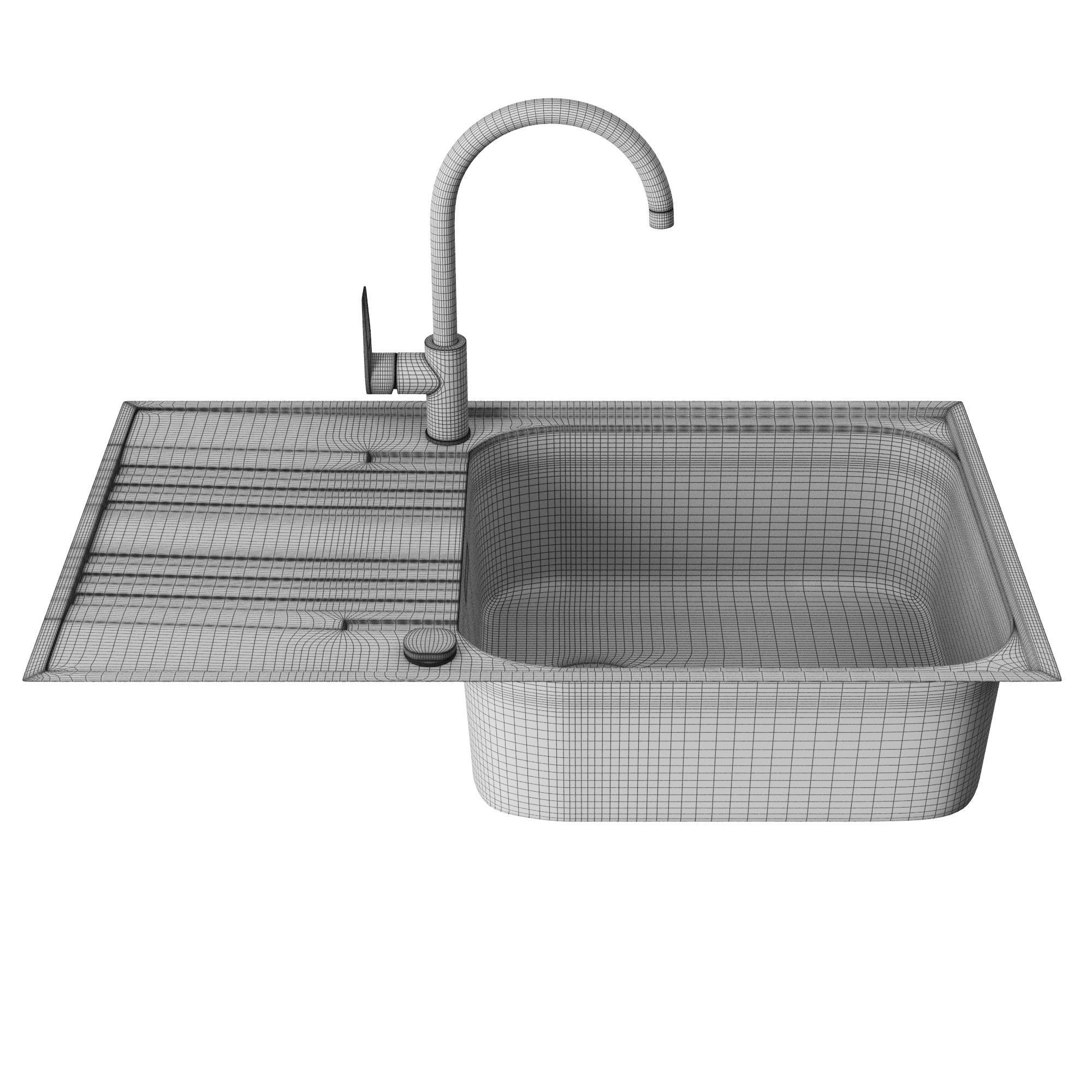 Kitchen sink FRANKE 611-86 and Single lever mixer Grohe BauLoop 3D model_6