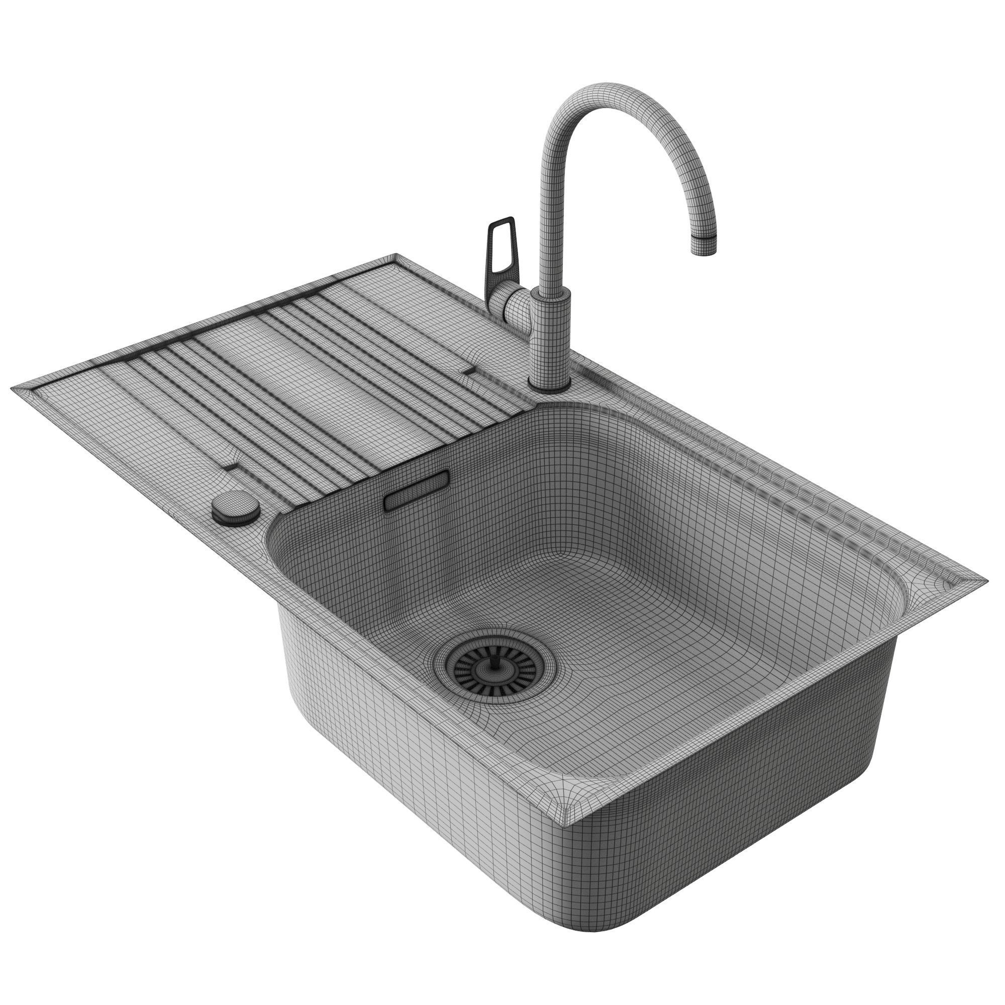 Kitchen sink FRANKE 611-86 and Single lever mixer Grohe BauLoop 3D model_7