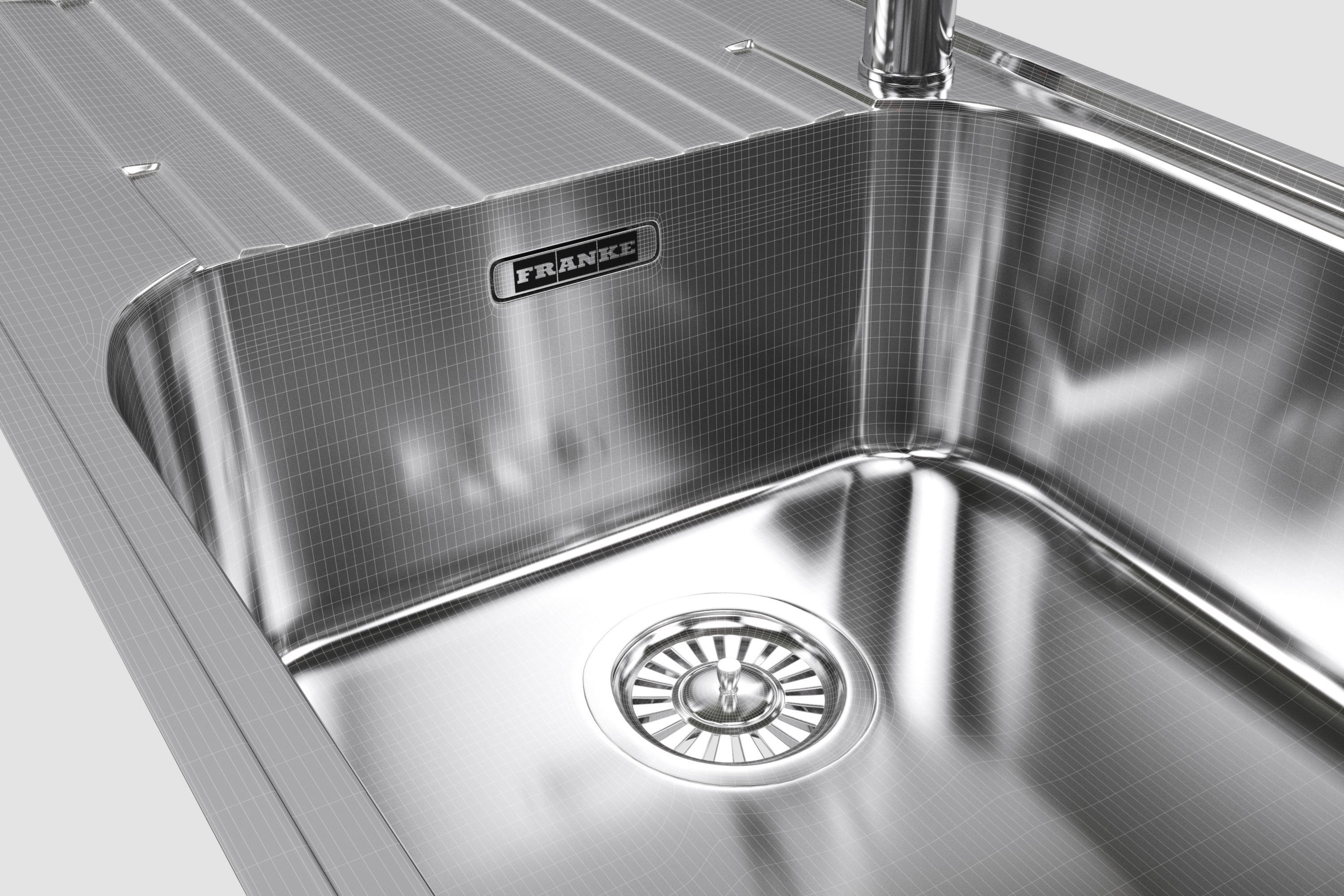 Kitchen sink FRANKE 611-86 and Single lever mixer Grohe BauLoop 3D model_5