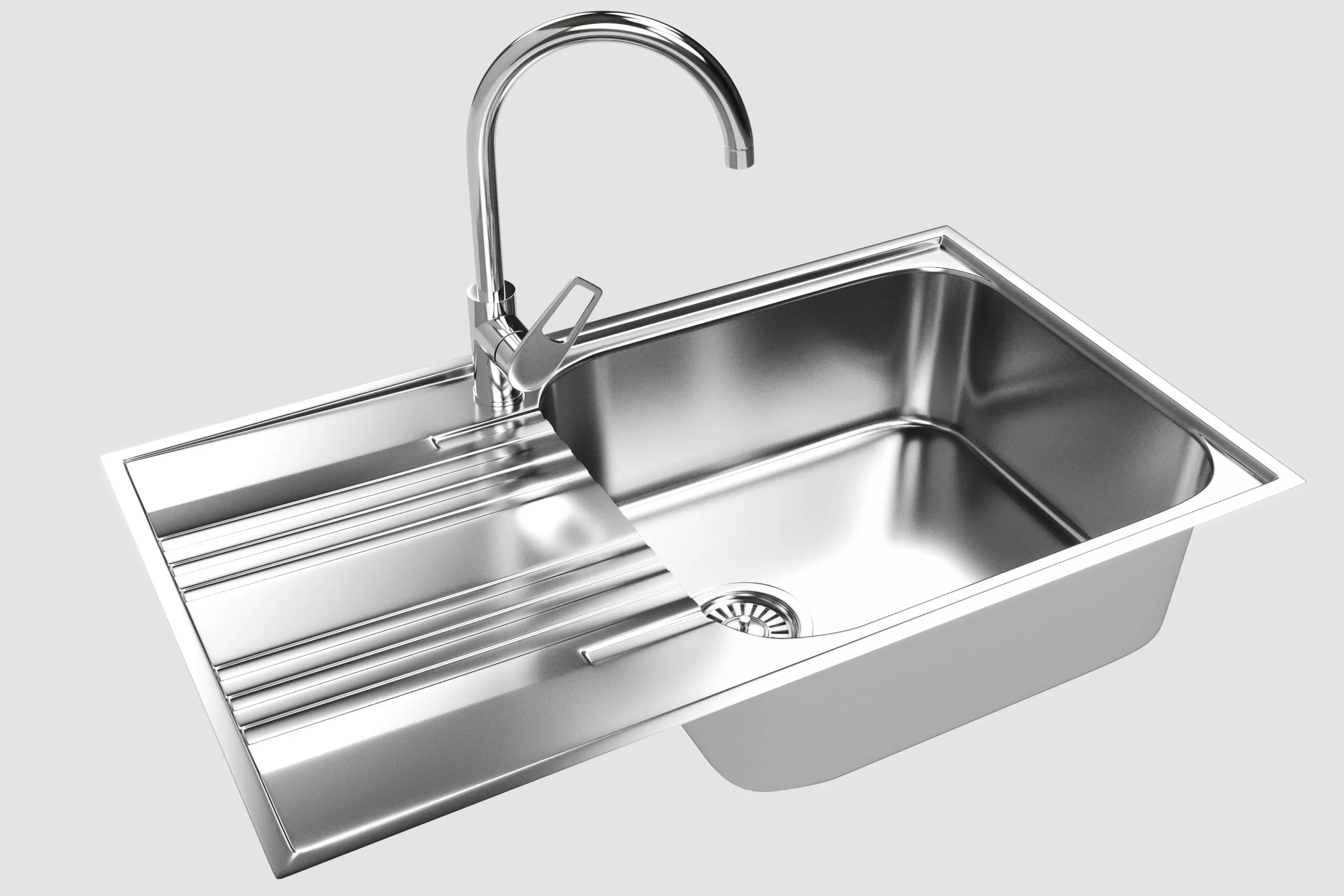 Kitchen sink FRANKE 611-86 and Single lever mixer Grohe BauLoop 3D model_0
