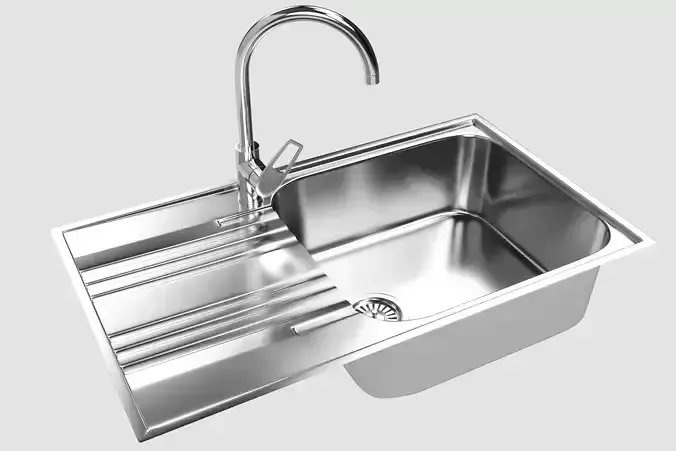 Kitchen sink FRANKE 611-86 and Single lever mixer Grohe BauLoop 3D model