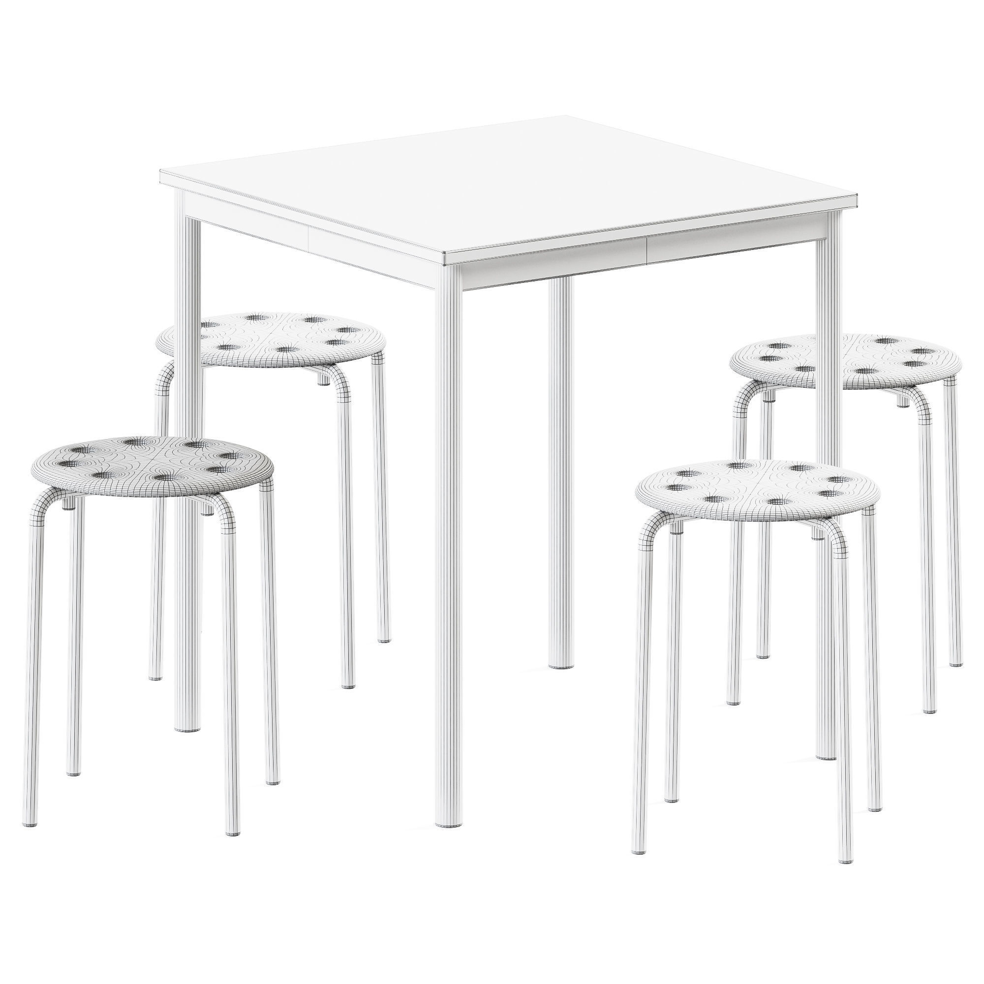 Sandberg Table and Marius Stool by IKEA 3D model_1
