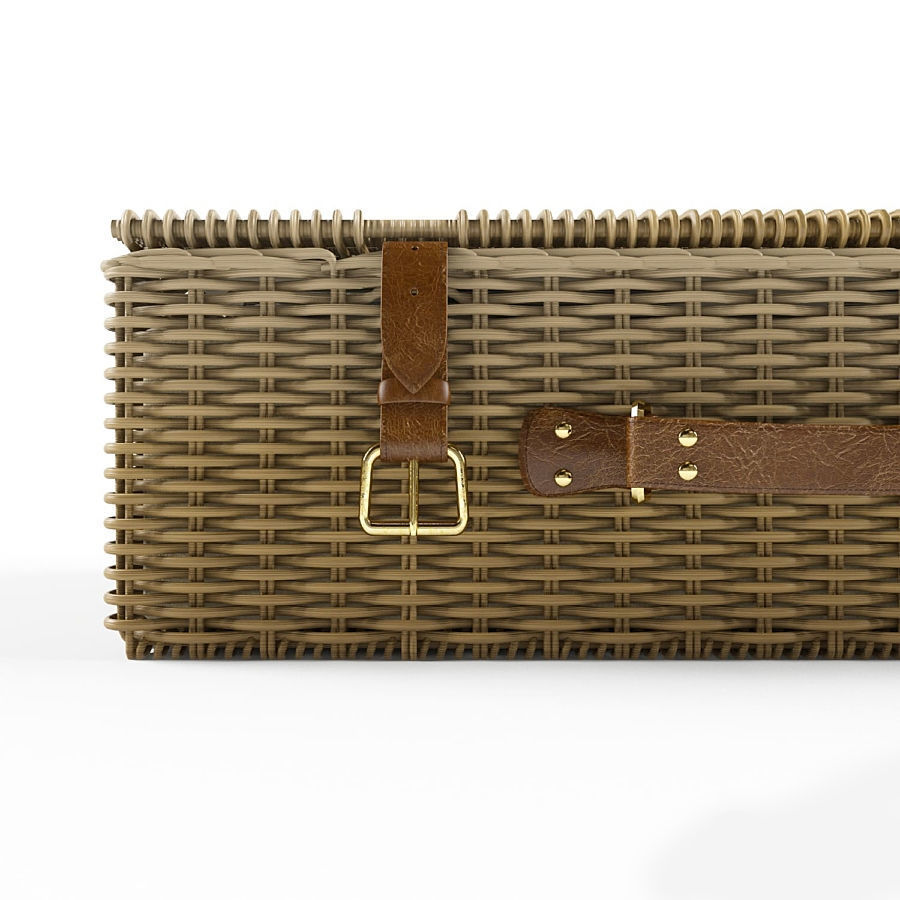 Picnic Set - Wicker Suitcase 3D model_1