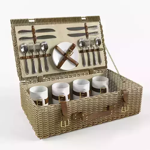 Picnic Set - Wicker Suitcase