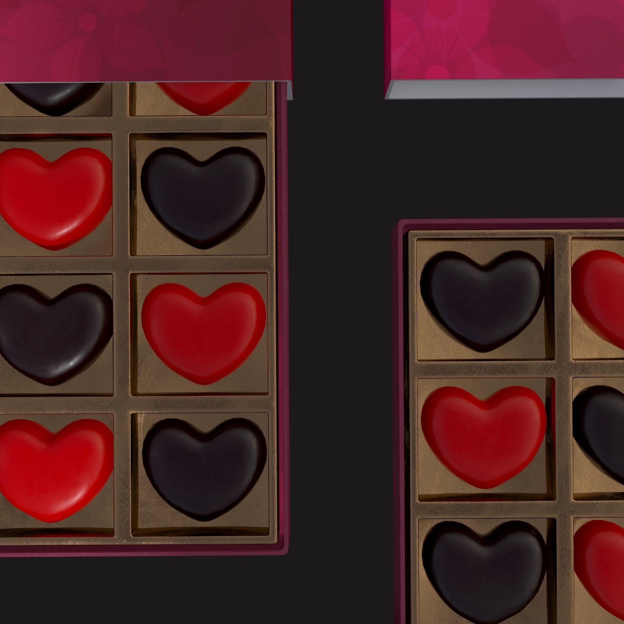 Heart Chocolates Box Low-poly 3D model_27