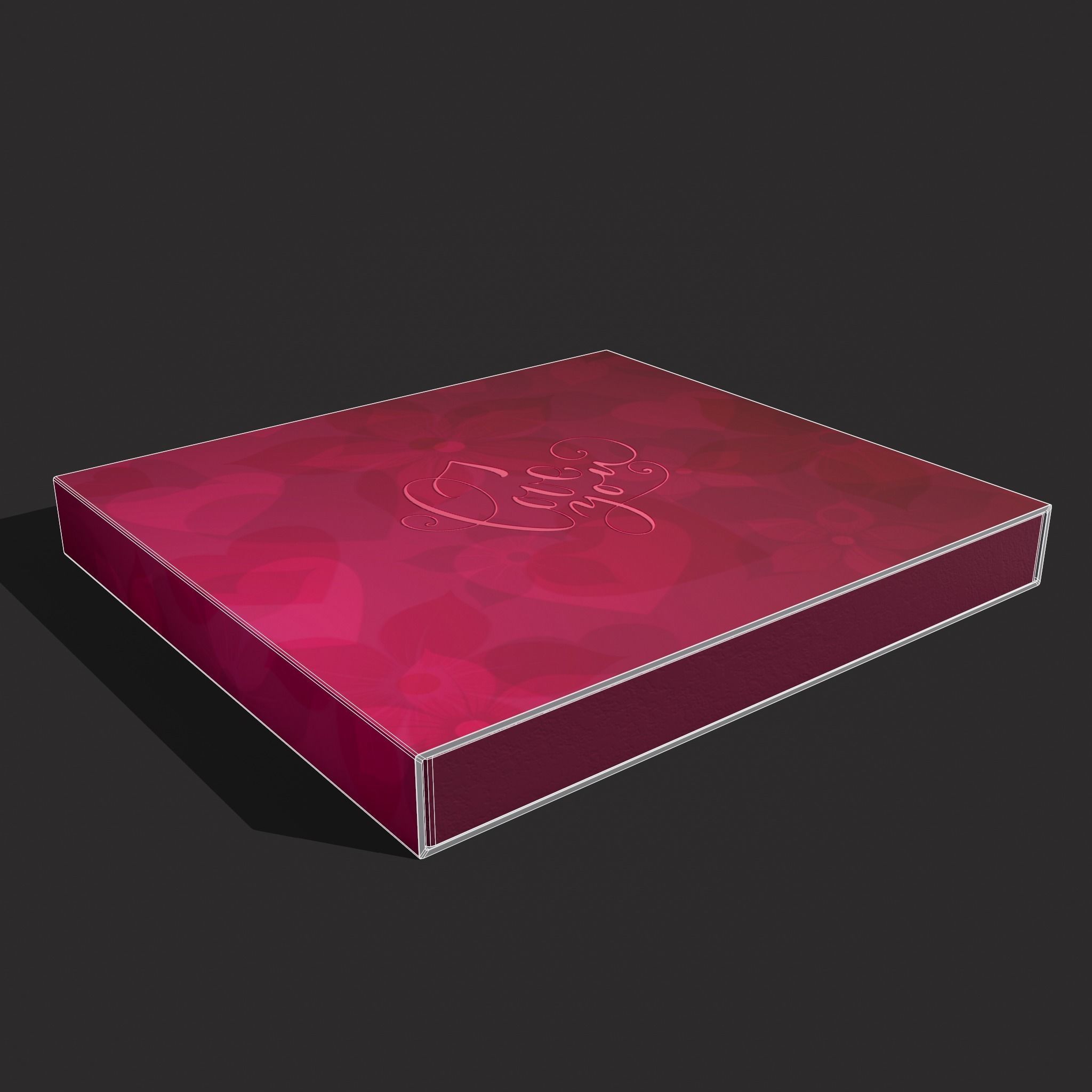 Heart Chocolates Box Low-poly 3D model_16