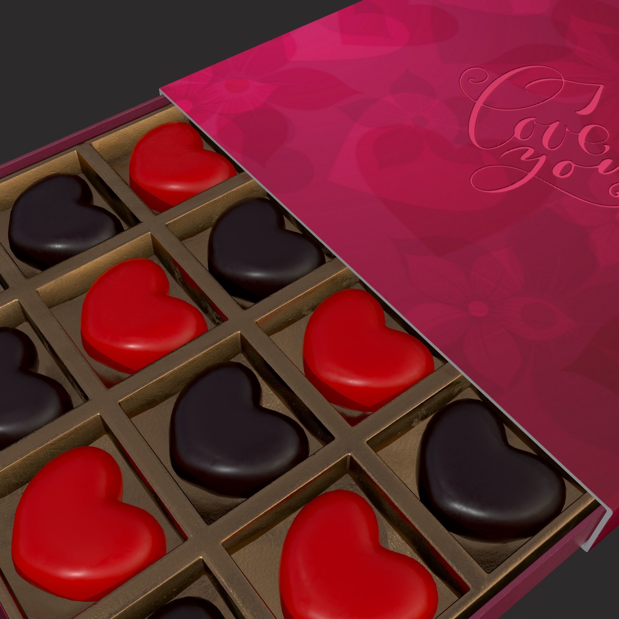 Heart Chocolates Box Low-poly 3D model_23