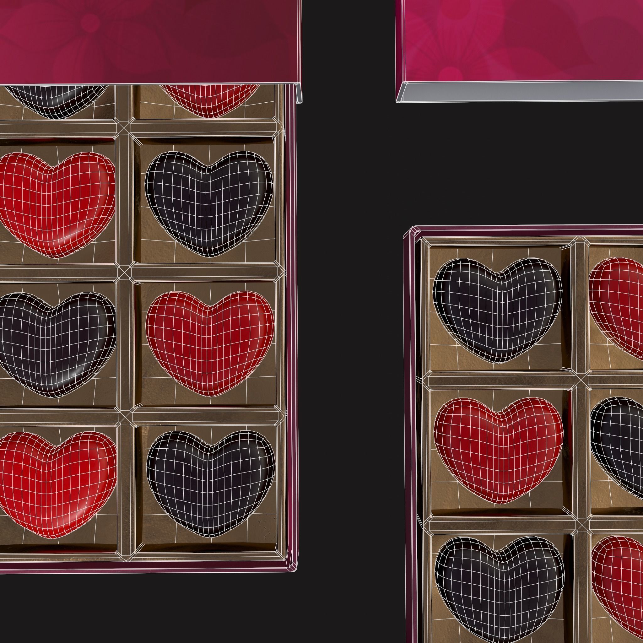 Heart Chocolates Box Low-poly 3D model_28
