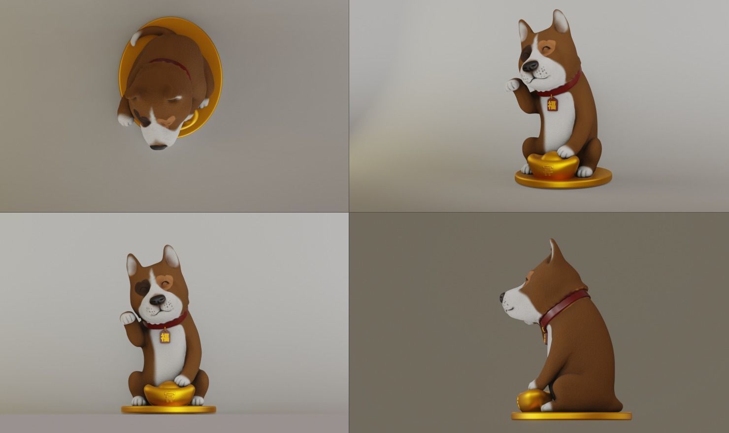 Maneki dog 3D print model_16