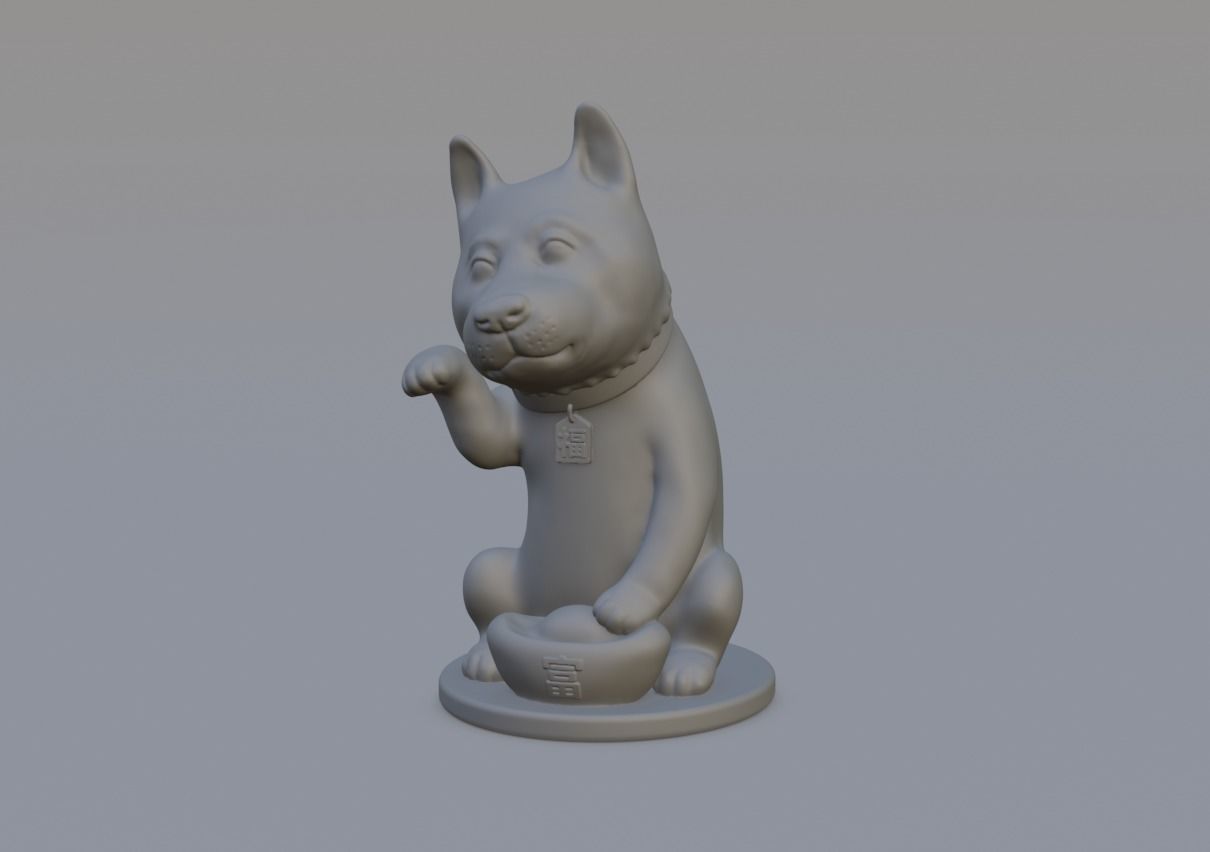 Maneki dog 3D print model_11