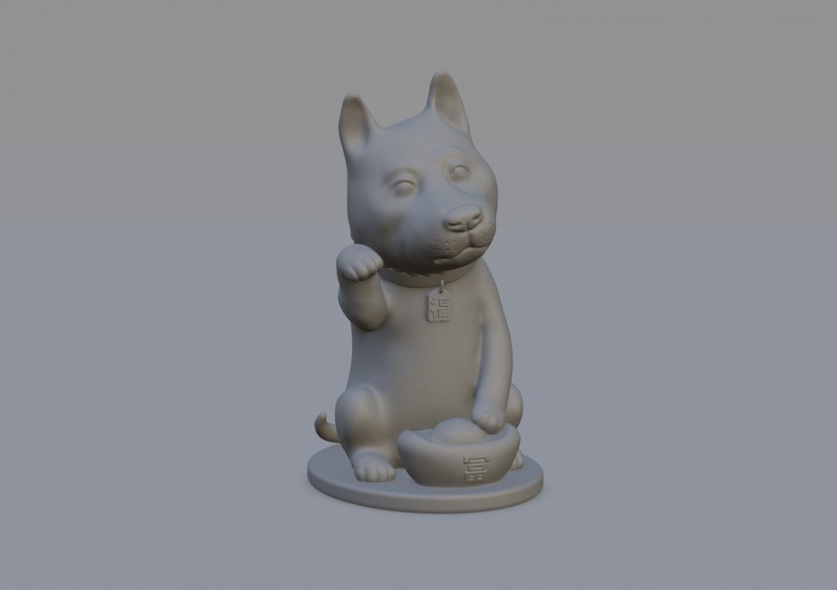 Maneki dog 3D print model_2