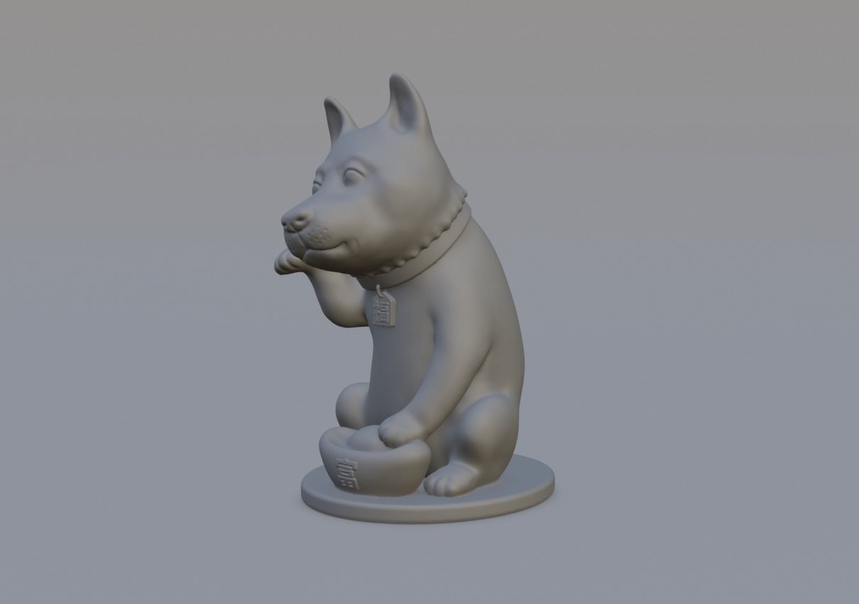 Maneki dog 3D print model_10