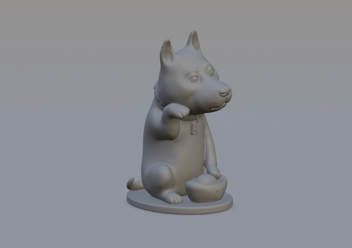 Maneki dog 3D print model_3