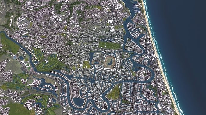 Gold Coast Low-poly 3D model 6