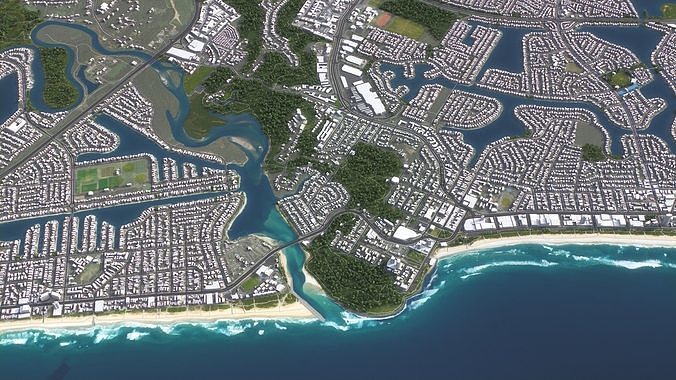 Gold Coast Low-poly 3D model 4