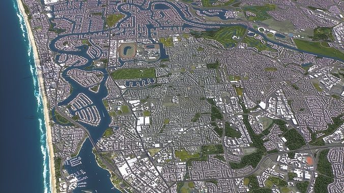 Gold Coast Low-poly 3D model 7