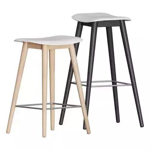 Fiber Bar Stool Wood Base by Muuto