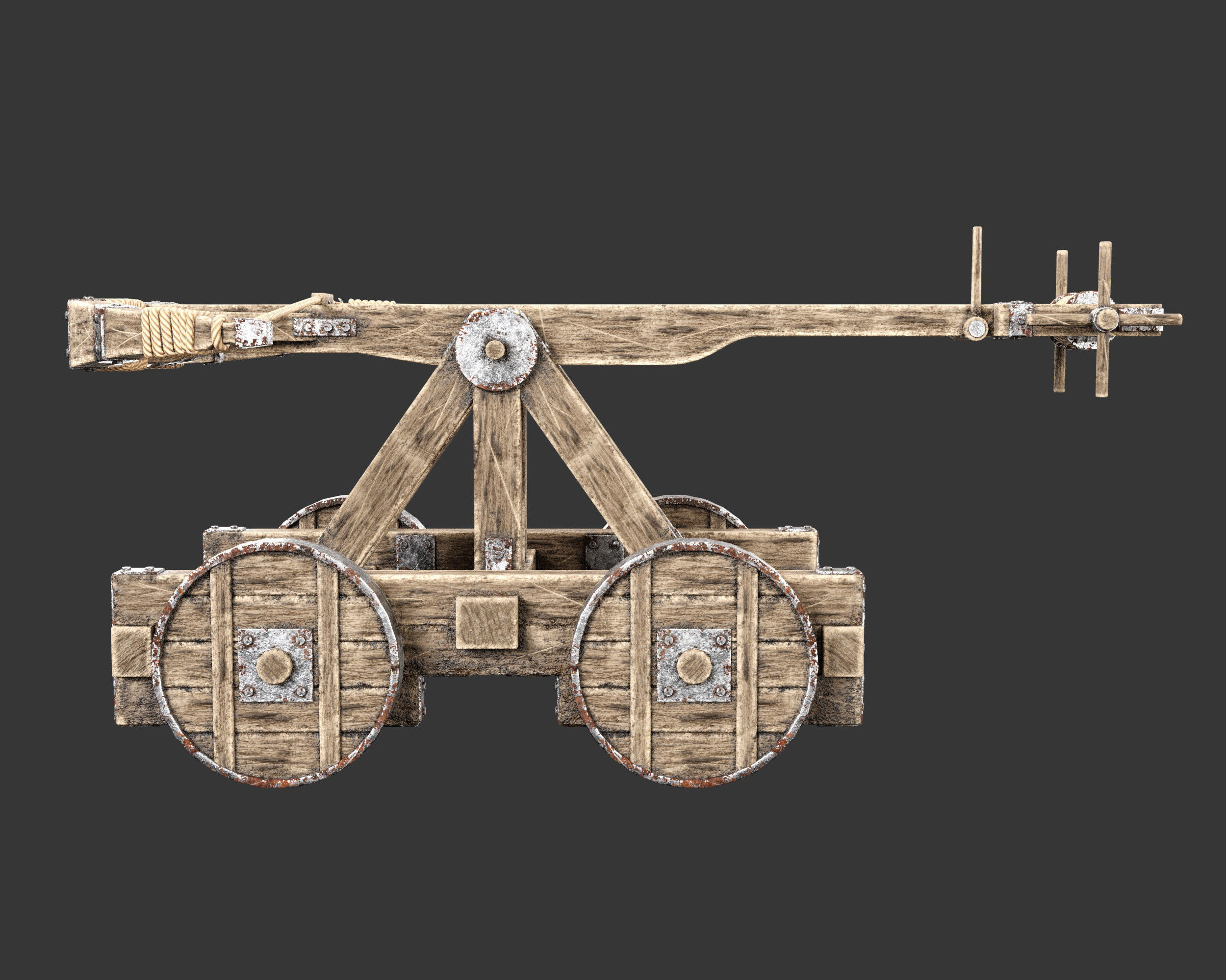 Medieval Siege Engine Ballista Low-poly 3D model_16