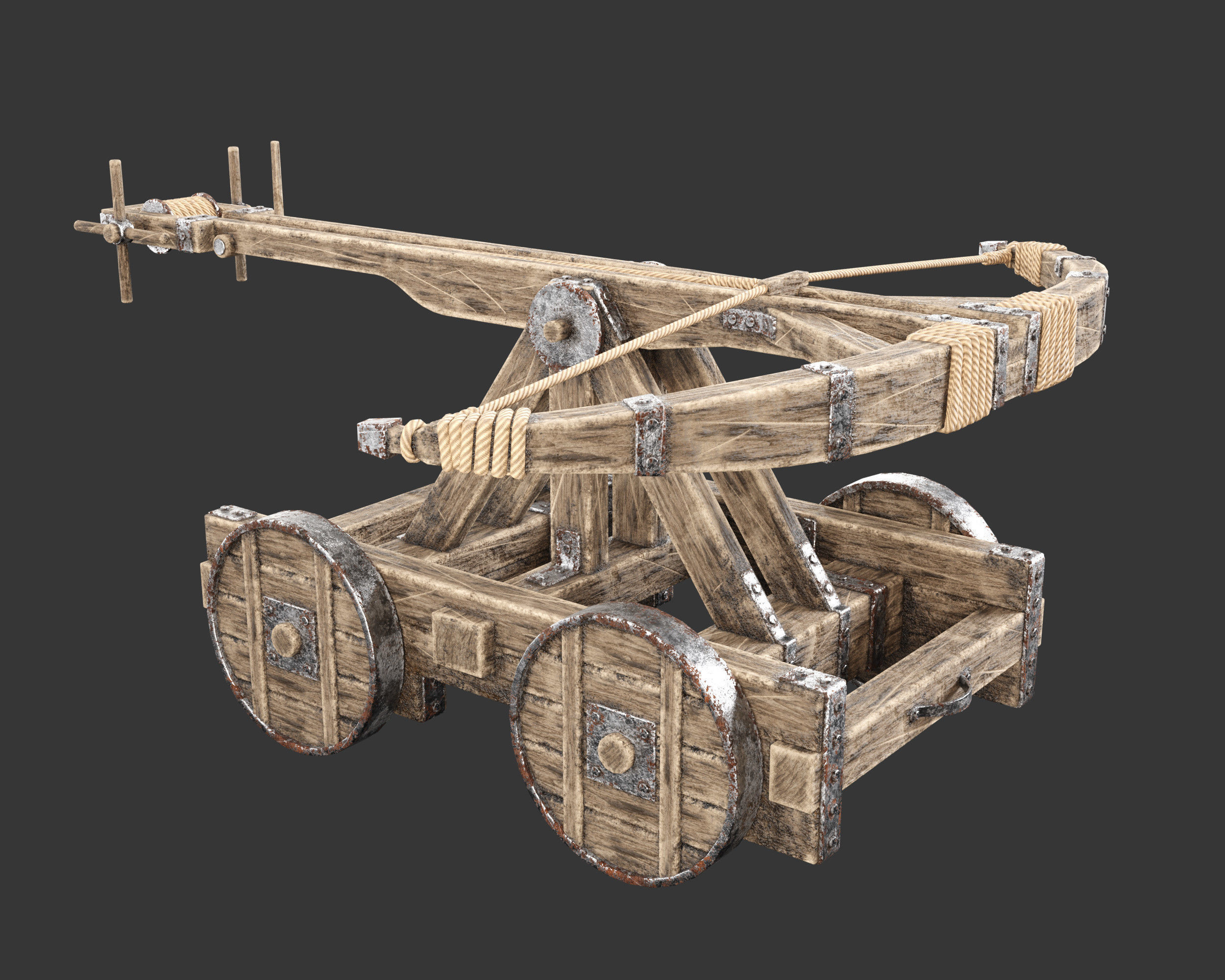 Medieval Siege Engine Ballista Low-poly 3D model_4