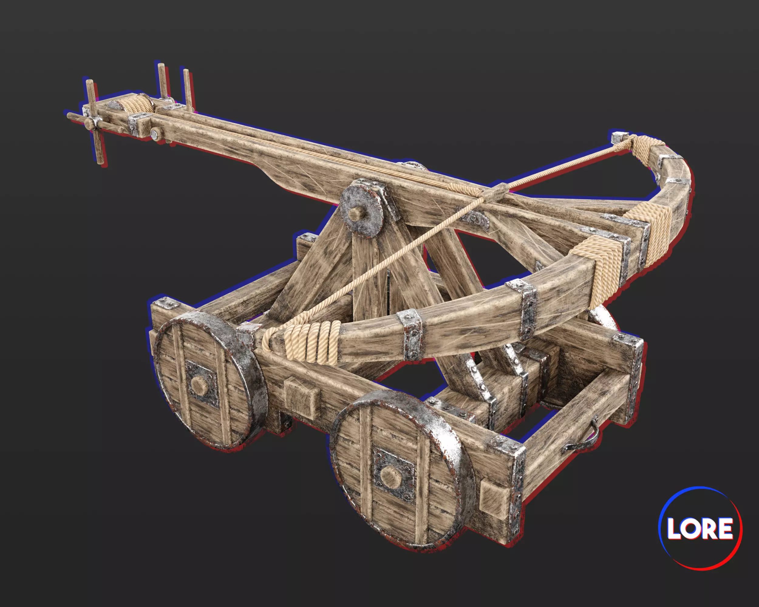 Medieval Siege Engine Ballista Low-poly 3D model_0