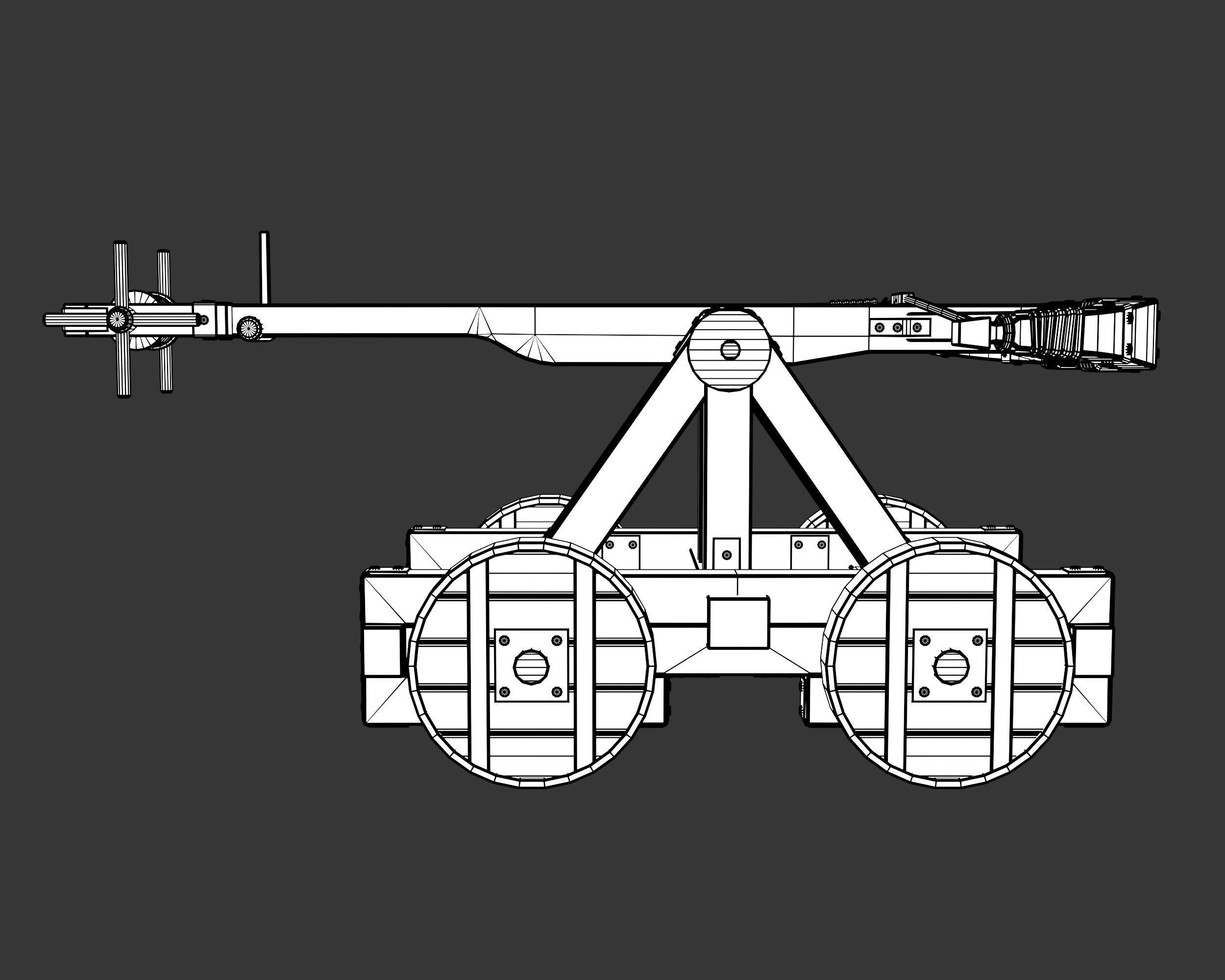 Medieval Siege Engine Ballista Low-poly 3D model_12