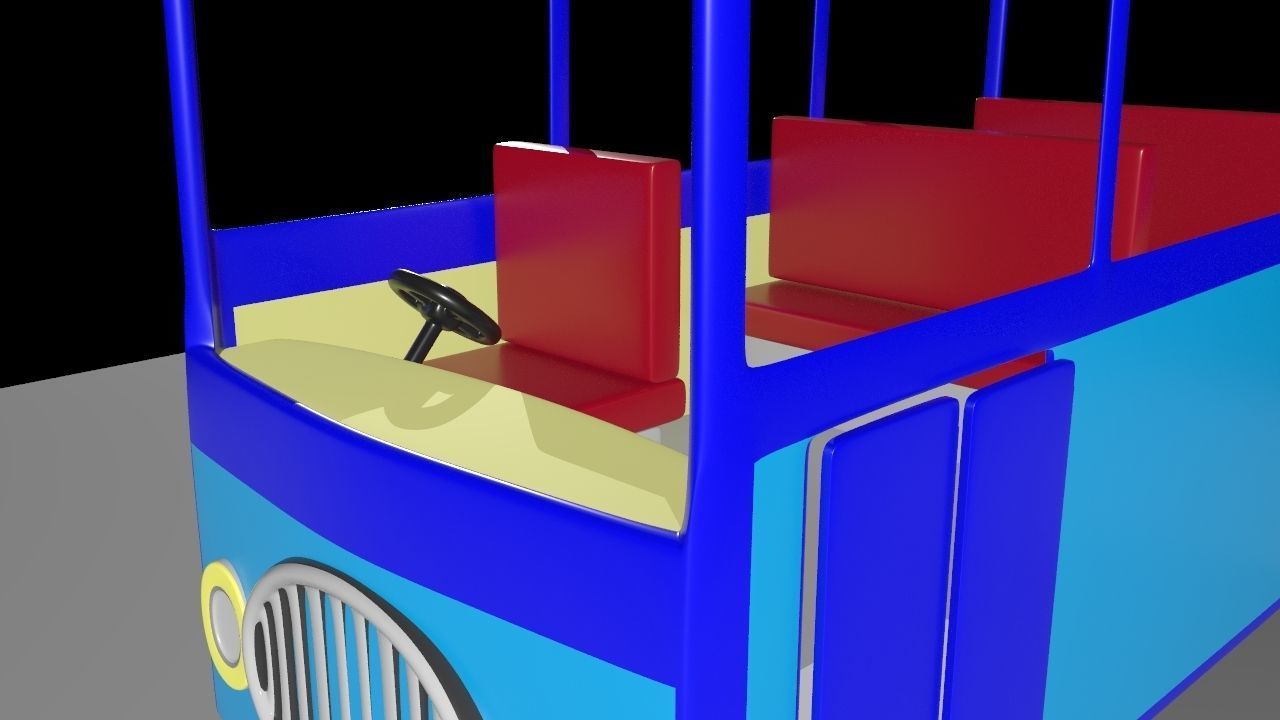 Cartoon school bus Low-poly 3D model_2