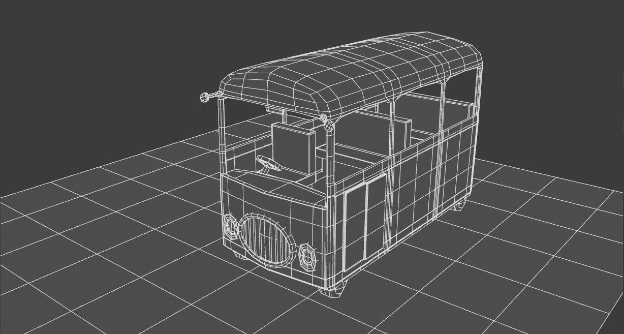 Cartoon school bus Low-poly 3D model_4