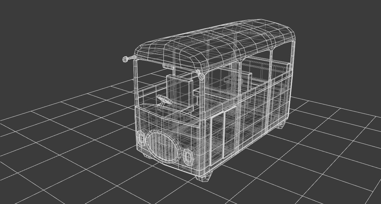 Cartoon school bus Low-poly 3D model_1
