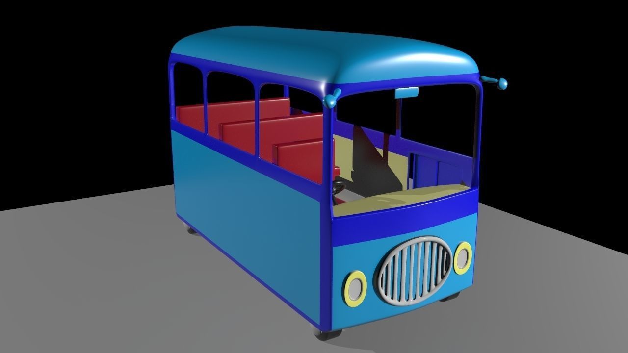 Cartoon school bus Low-poly 3D model_5