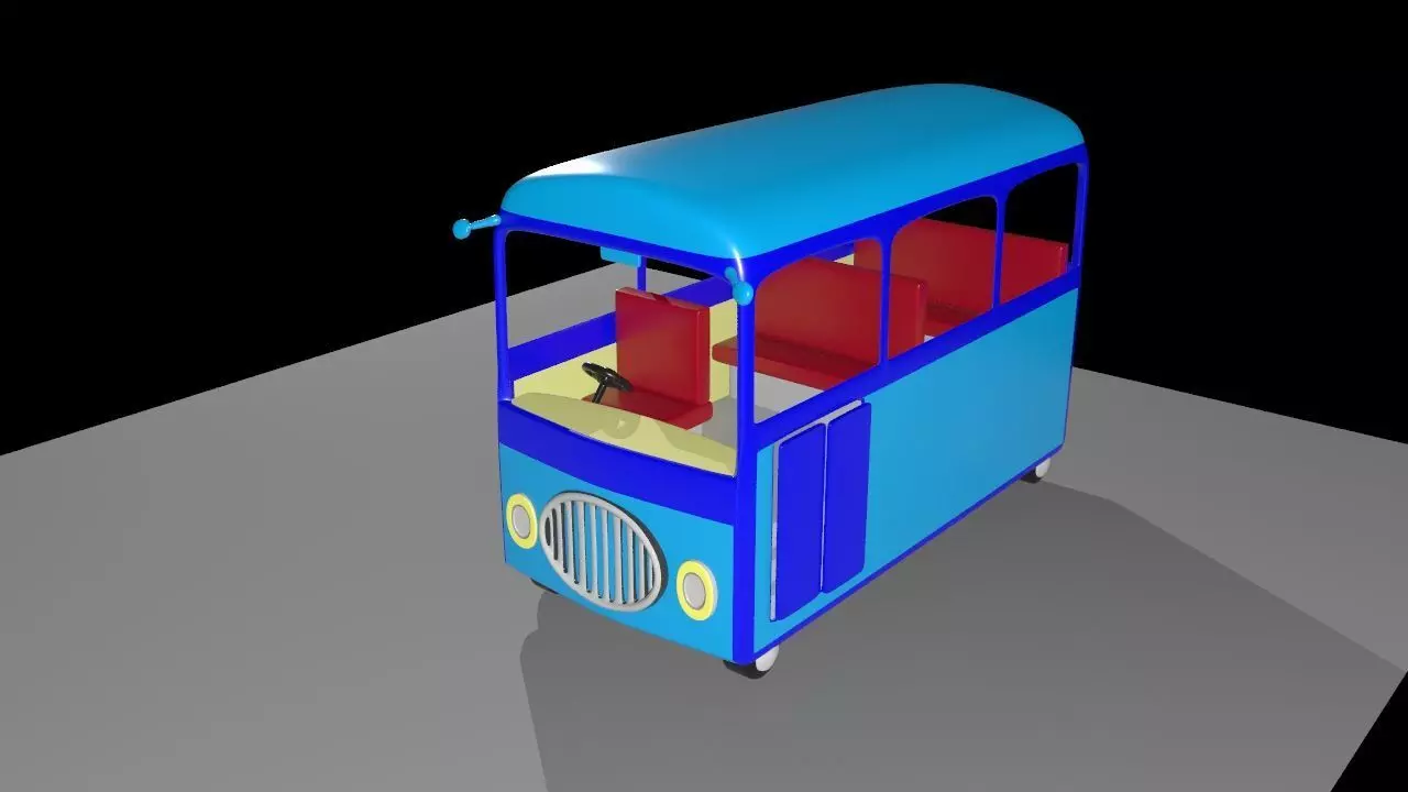Cartoon school bus Low-poly 3D model_0