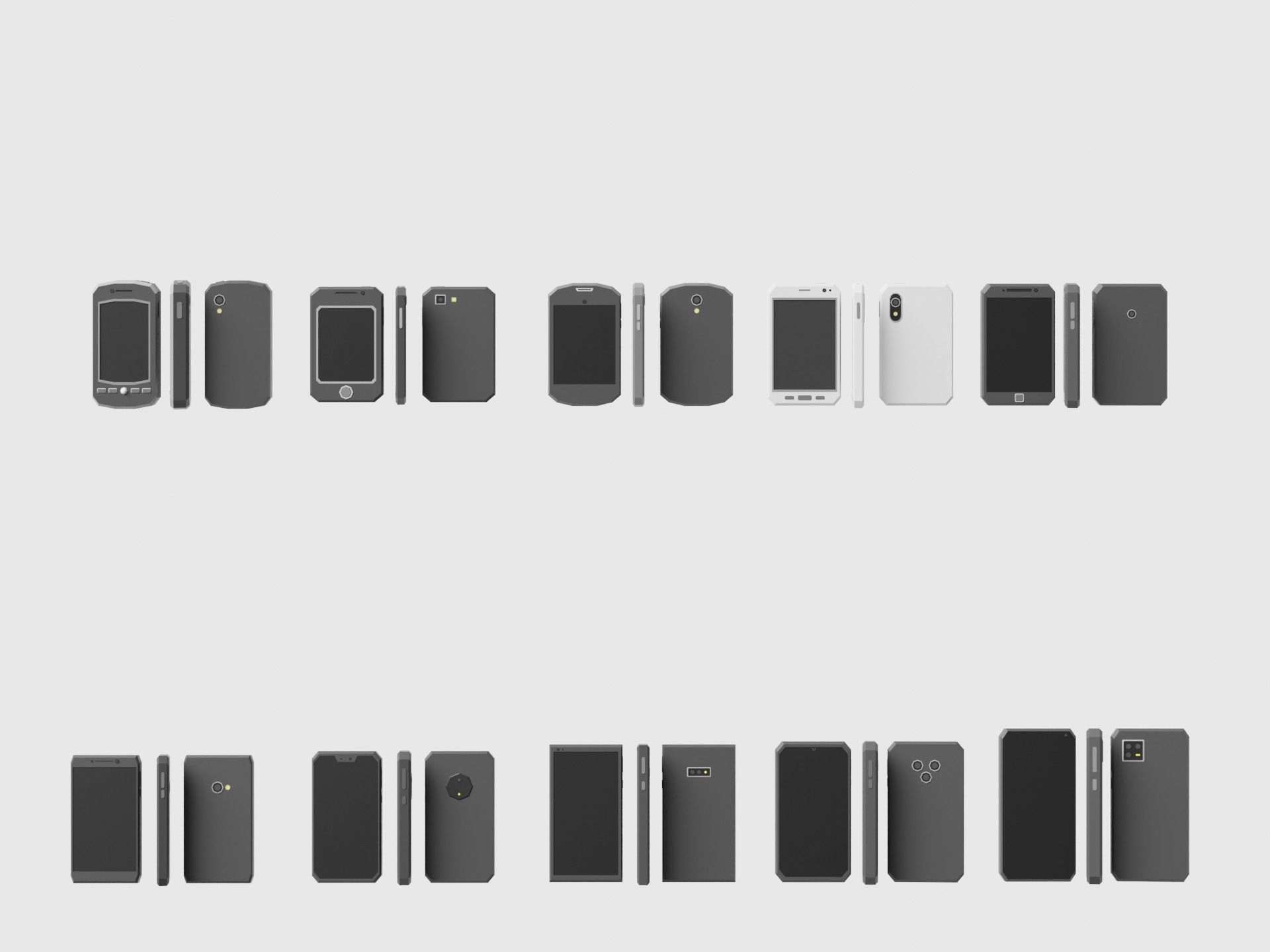 Phone Pack Low-poly 3D model_9