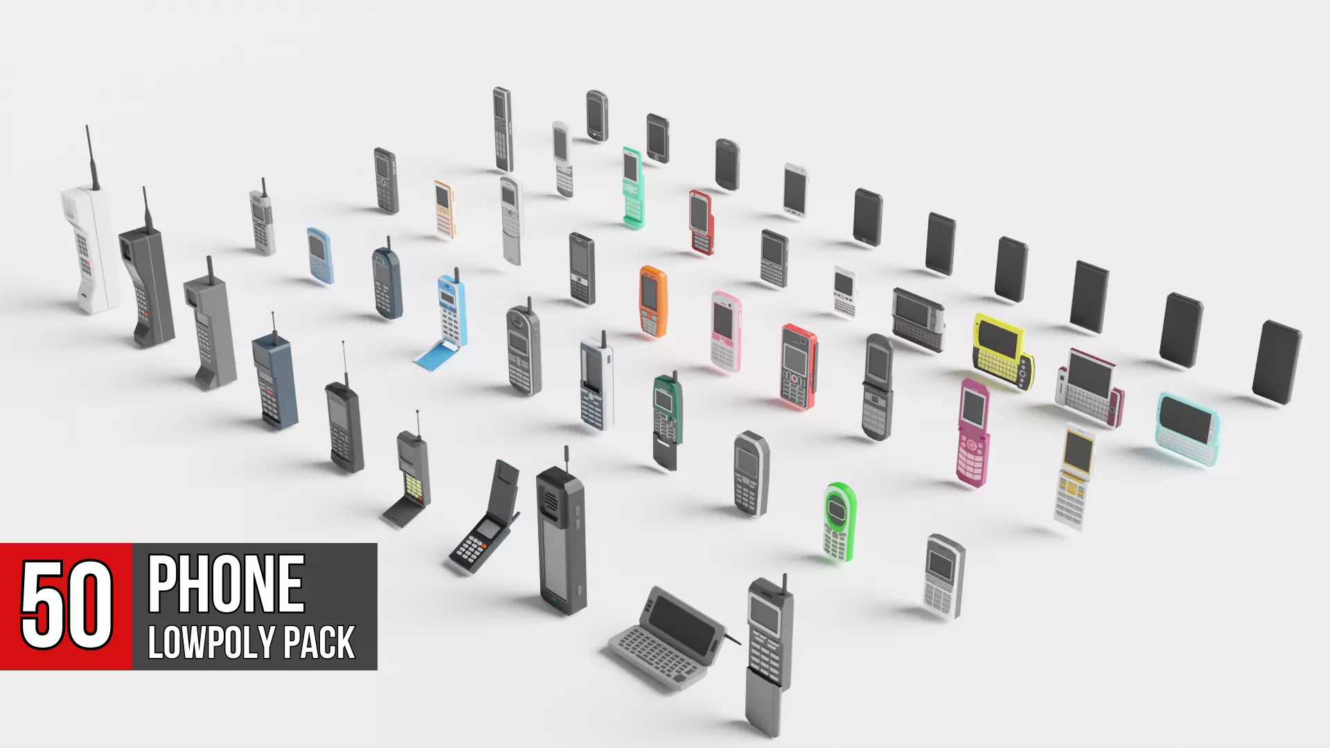 Phone Pack Low-poly 3D model_0