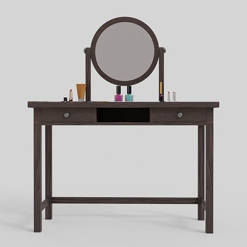 IKEA hemnes dressing table-round mirror Low-poly 3D model