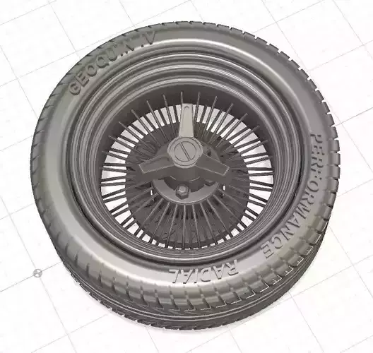 Wire Wheels 60 Spokes with Tires and Brakes for 3D Printing 3D 3D print model
