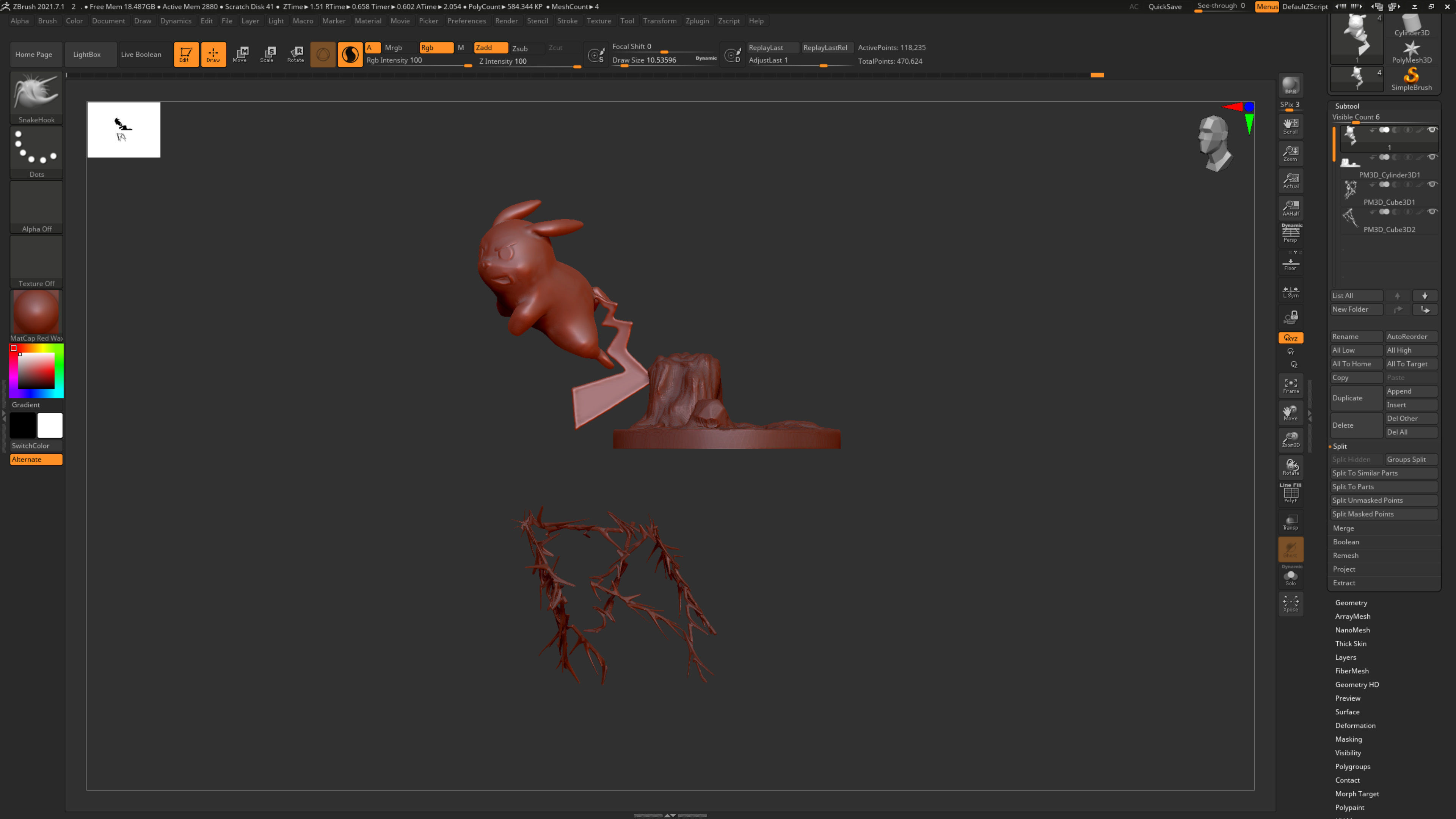 Pikachu electric attack in forest 3D print model_4