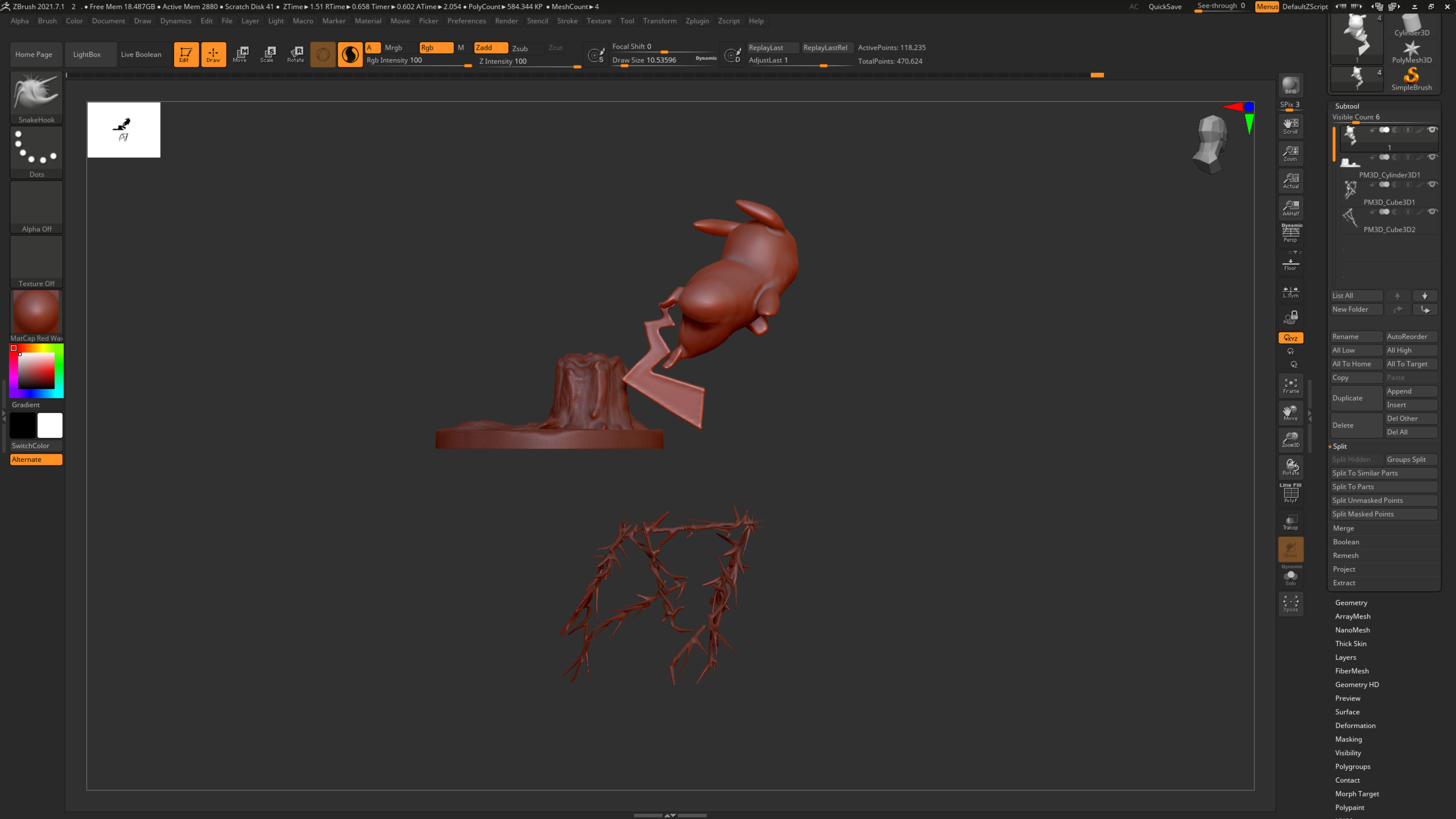 Pikachu electric attack in forest 3D print model_7