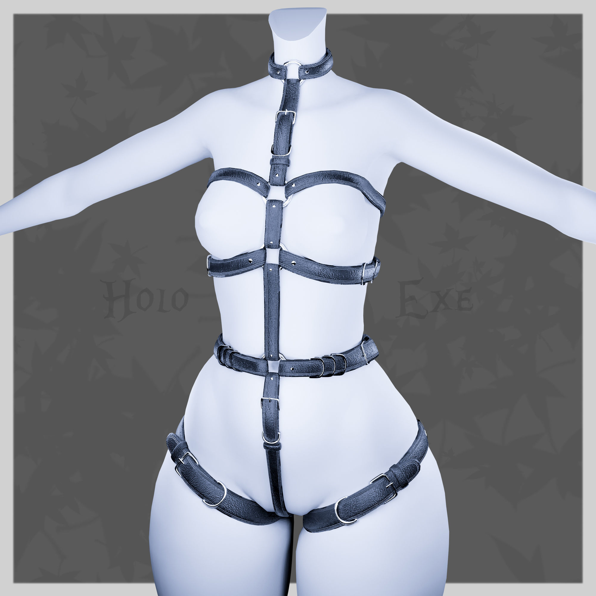 Harness mannequin wearing leather Low-poly 3D model_2