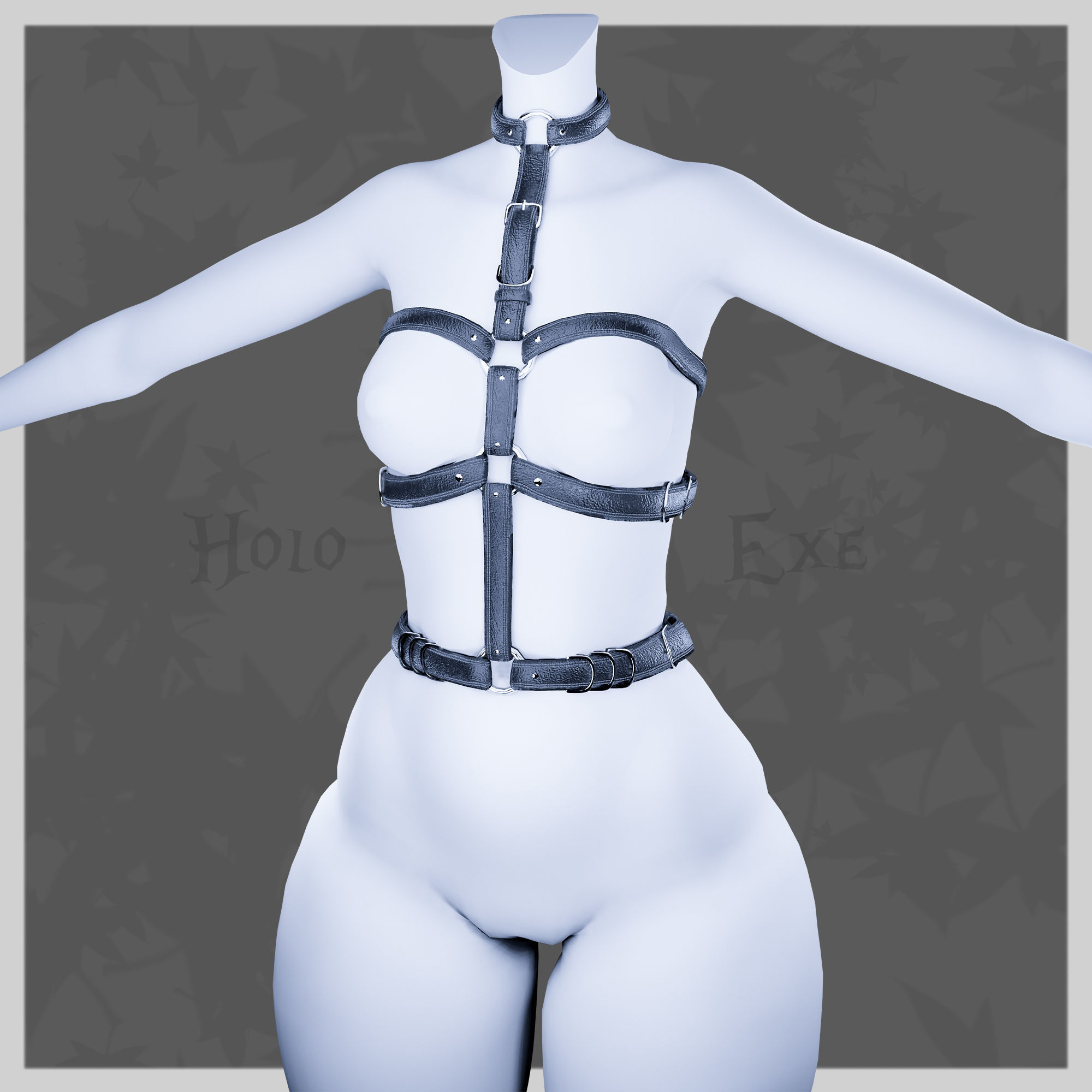 Harness mannequin wearing leather Low-poly 3D model_3
