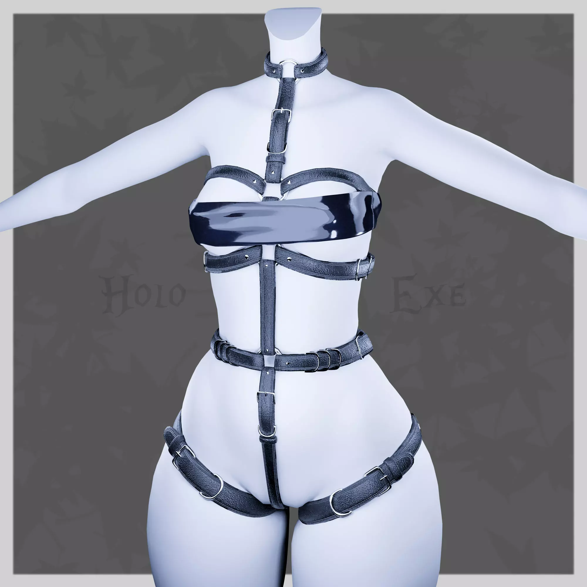 Harness mannequin wearing leather Low-poly 3D model_0