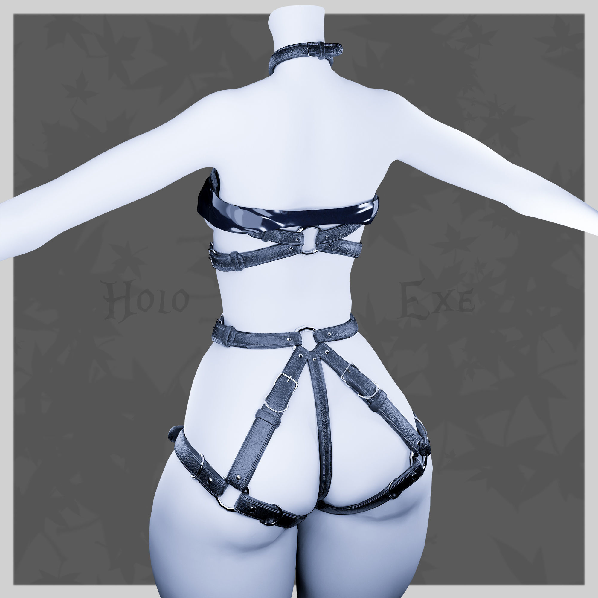 Harness mannequin wearing leather Low-poly 3D model_4