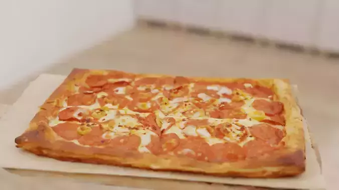 Pizza on wooden board