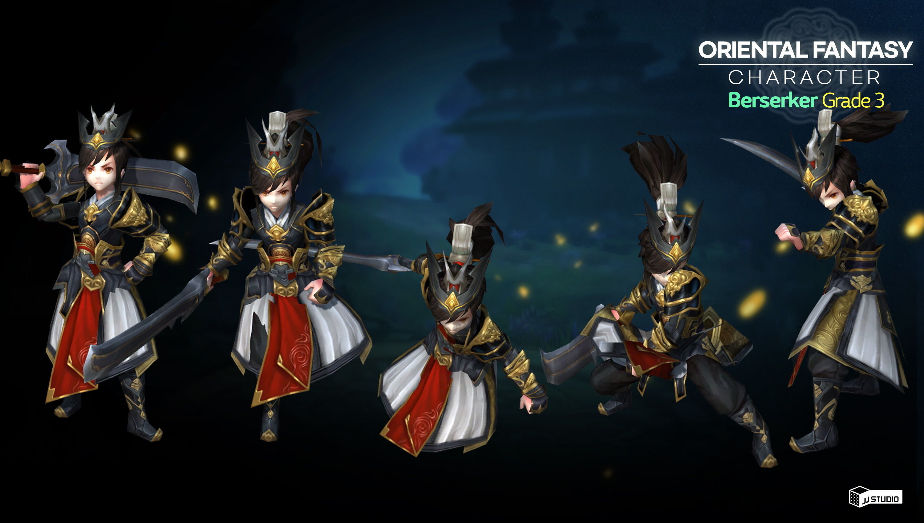 Oriental Fantasy Character - Berserker Grade 3 Low-poly 3D model_3