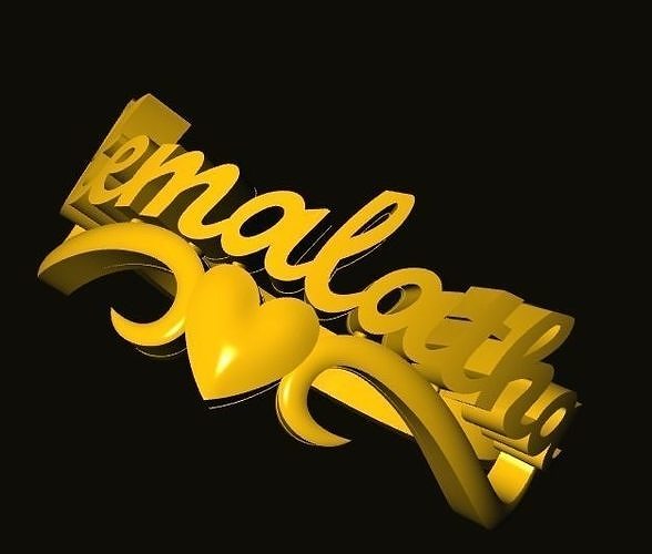 rings engraved gold name ring 3D print model