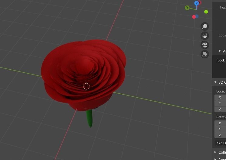 Rose flower 3D model_1