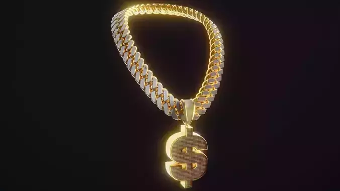 Cash Symbol Diamond Chain Low-poly 3D model