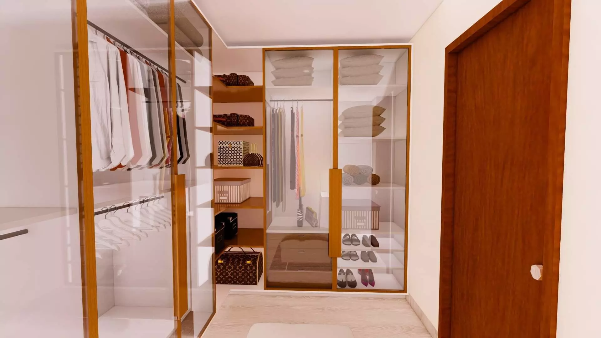 L shape Wardrobe Low-poly 3D model_0