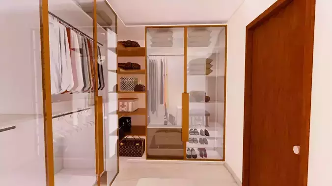 L shape Wardrobe Low-poly 3D model